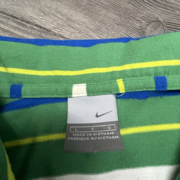 Vintage y2k Nike Polo Shirt Size L Green Blue Big Swoosh Y2K Gray Silver Tag - Picture 4 of 9